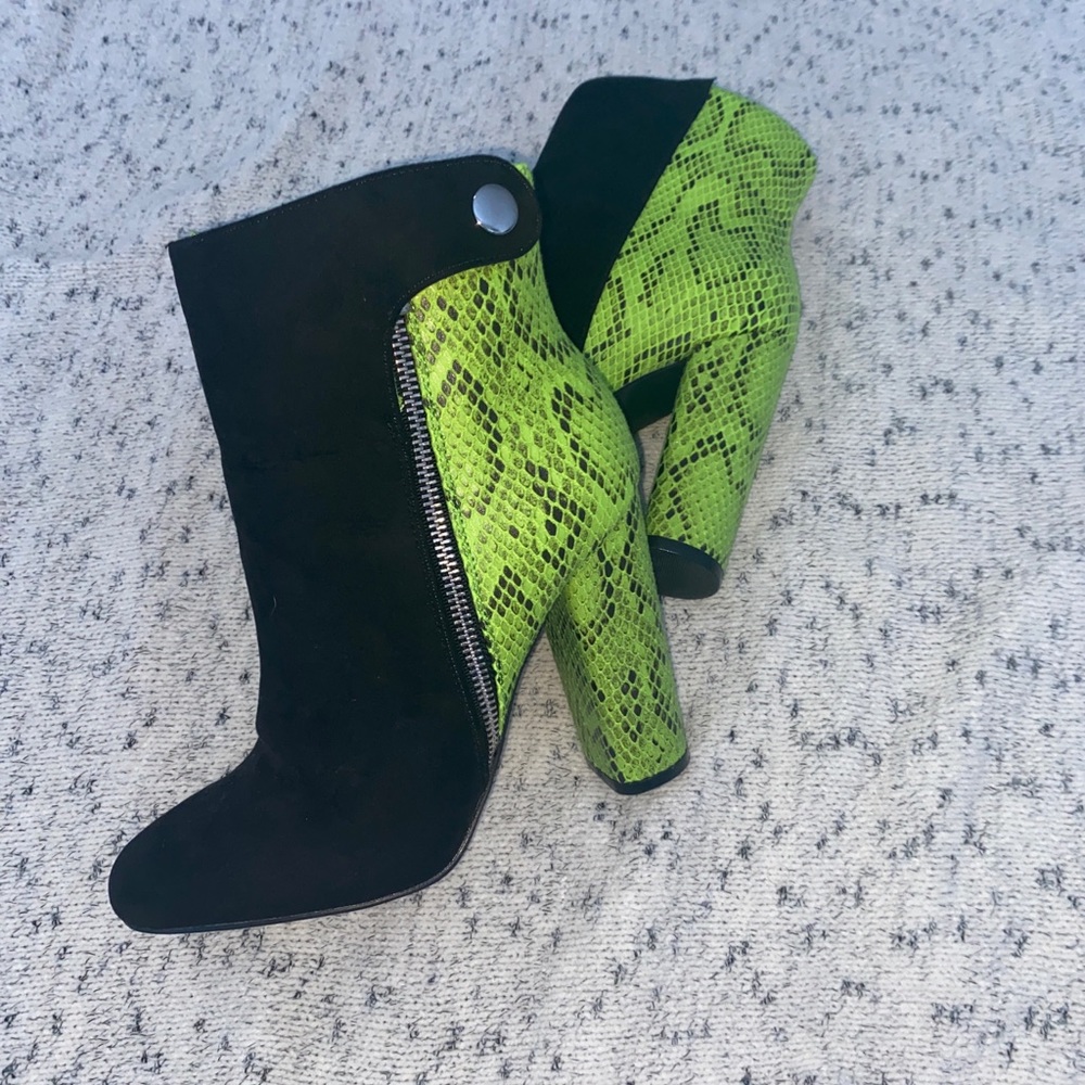Lime green/ black booties